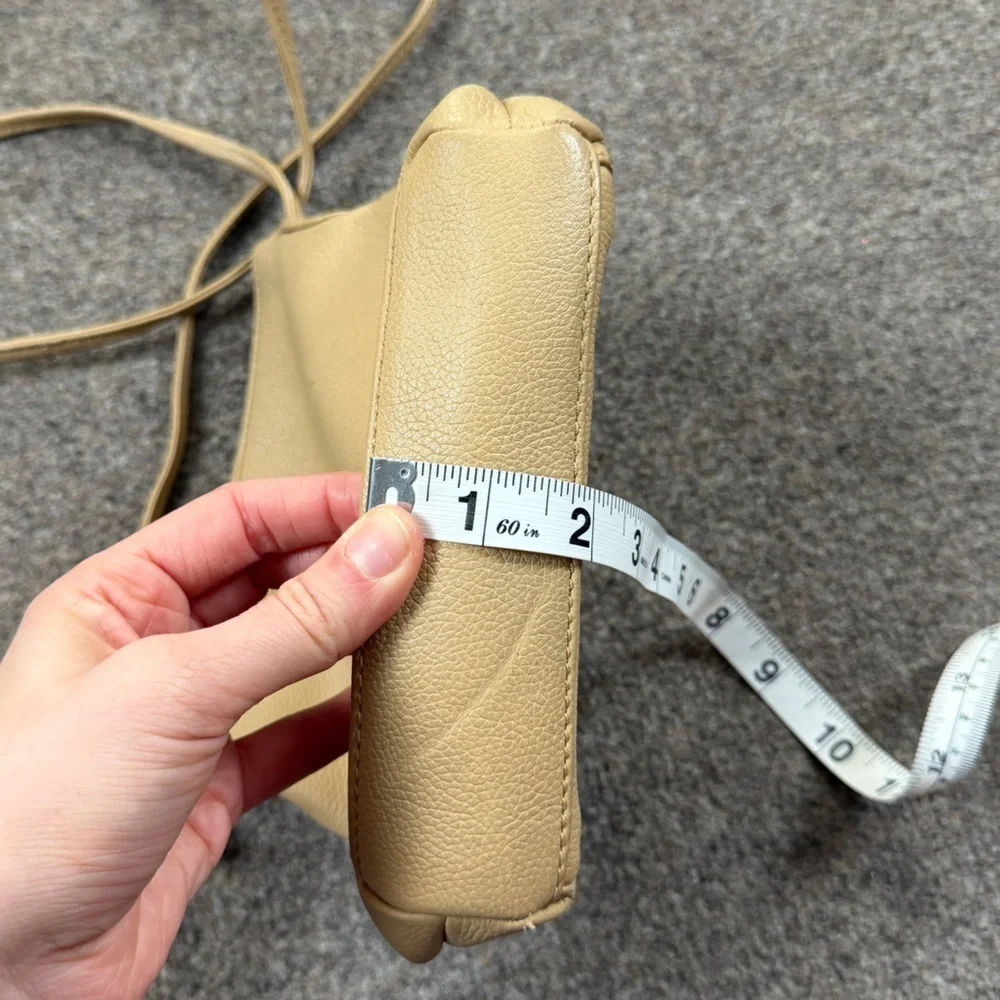 Vintage Stone Mountain Tan Cream Leather Small Crossbody Bag Zip Closure Western - Picture 10 of 12